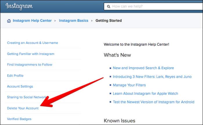 Delete Instagram profile from windows