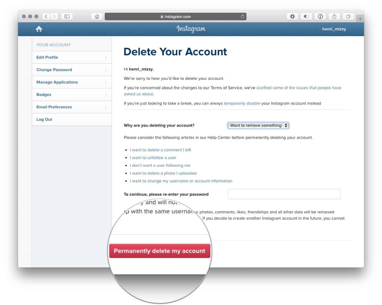 How to get rid of Instagram account