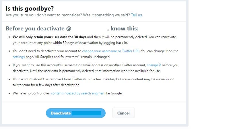 Goodbye to Twitter Account
