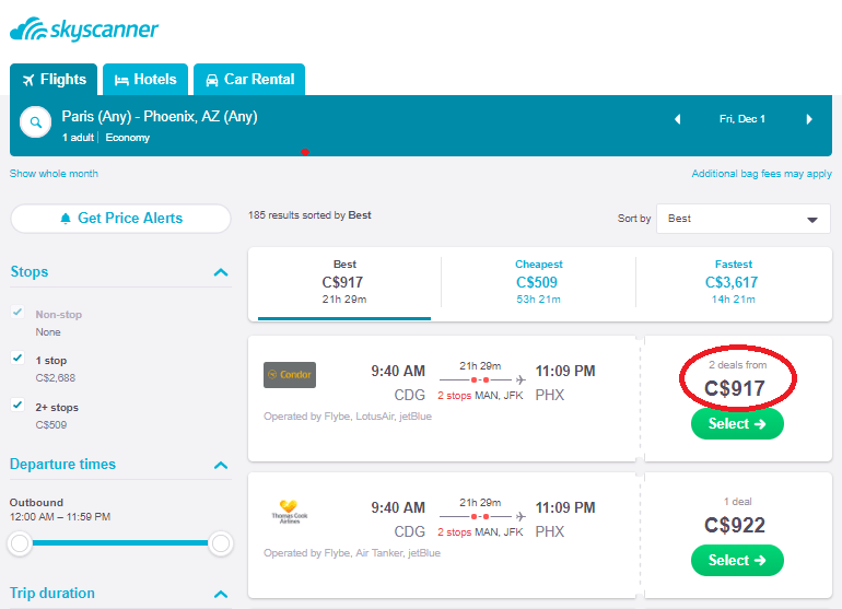 find cheap flights anywhere