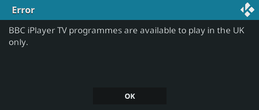 BBC iPlayer Error on Kodi