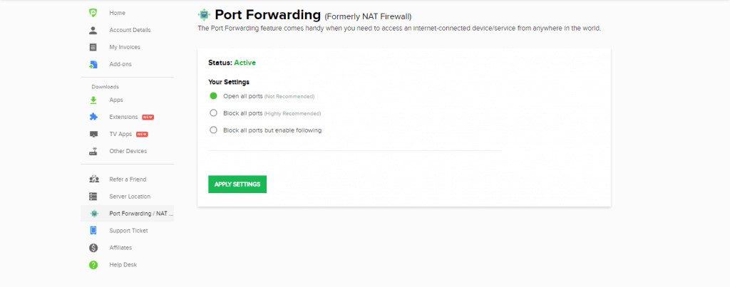 PureVPN Port Forwarding Addon