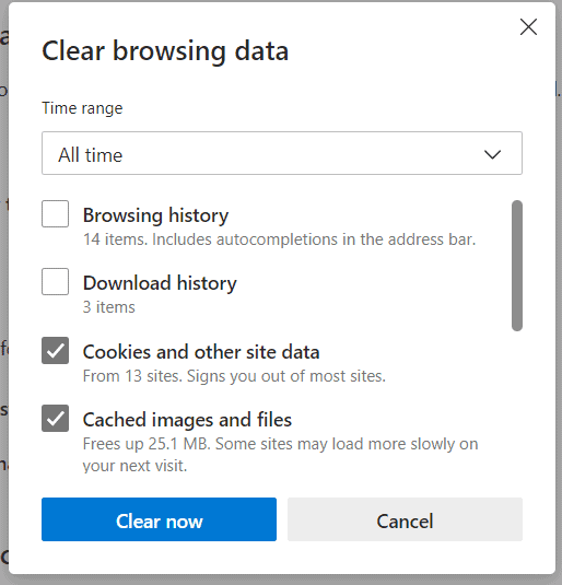 Edge-2 how to clear cache and cookies on Edge - step 7