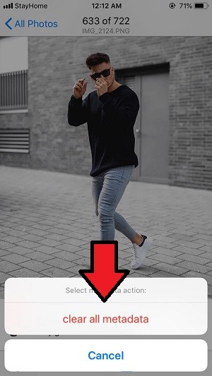 tap on clear all metadata