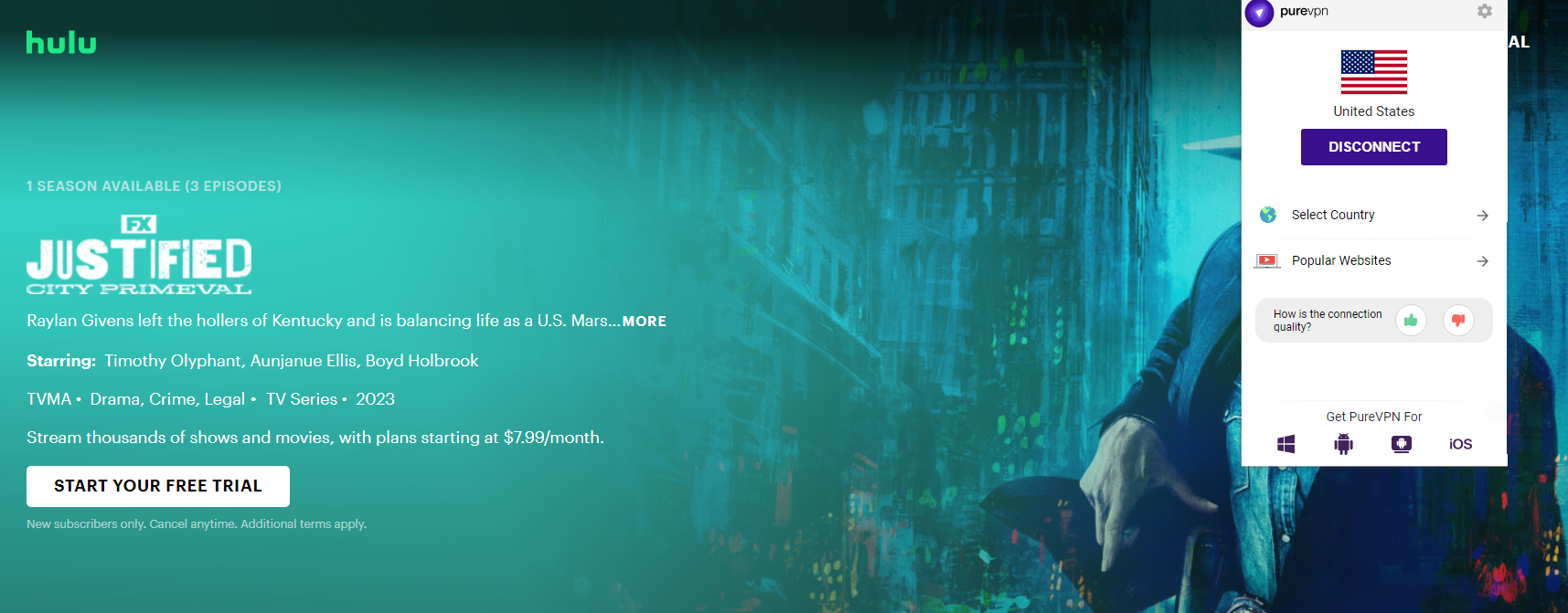 How to watch Justified: City Primeval outside the US - PureVPN Blog