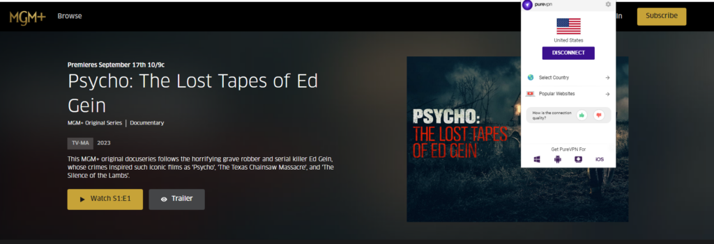 watch Psycho: The Lost Tapes of Ed Gein on MGM+