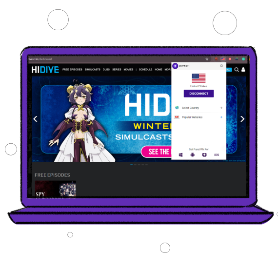 signup hidive outside the us with vpn