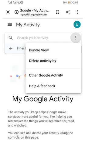 how to delete google history on android phone via tap search and delete data personalization