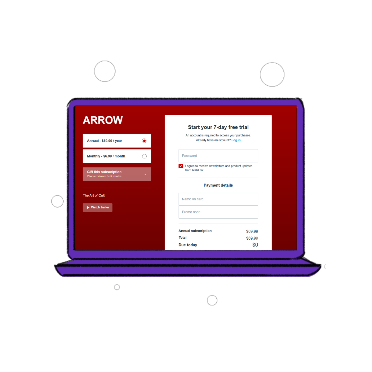 signup to Arrow Player