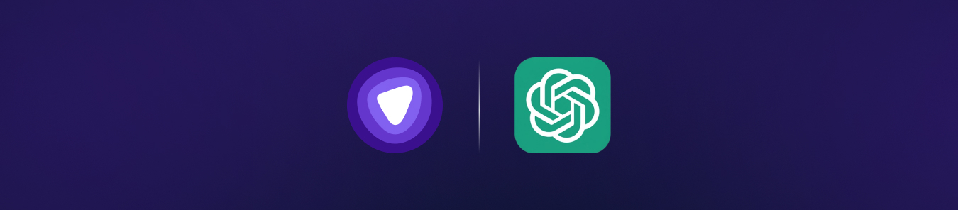 PureVPN and ChatGPT logos displayed side by side on a dark purple gradient background, representing a partnership or integration between PureVPN and ChatGPT.